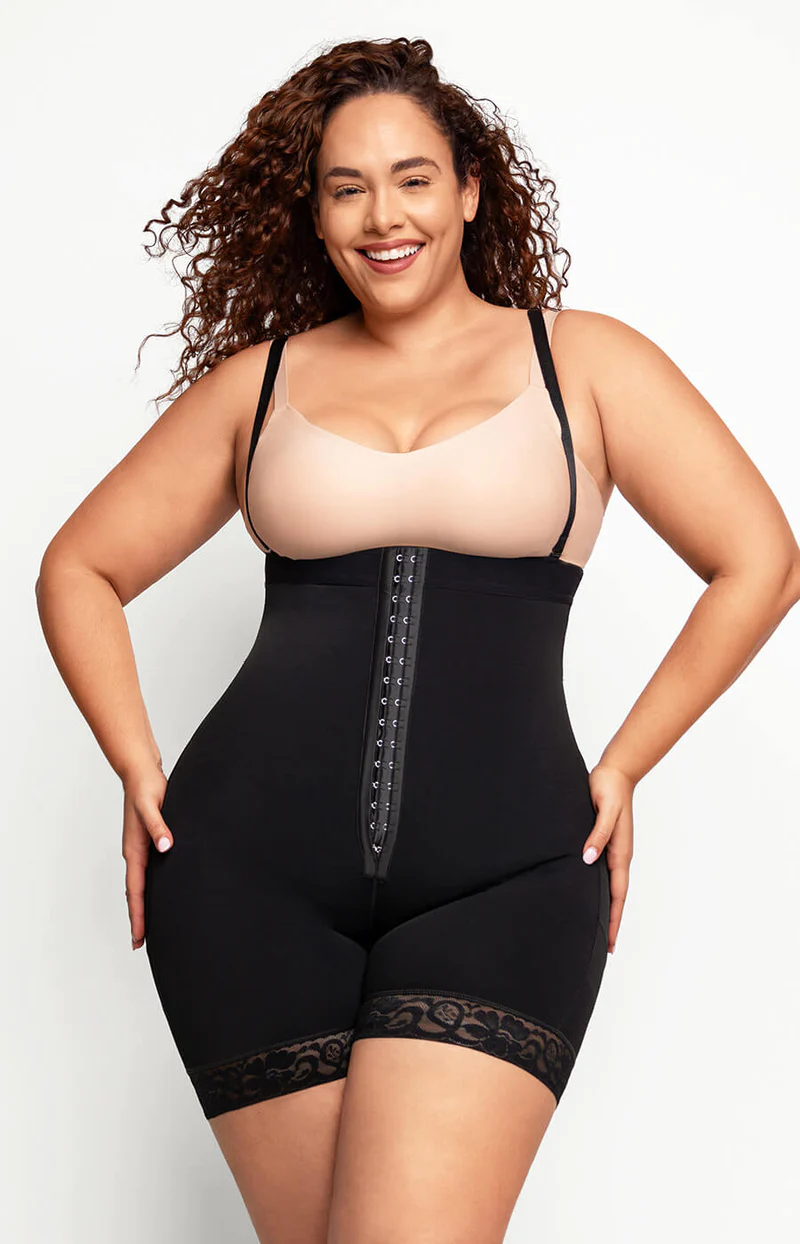 Skin Color Underbust Shapewear With Zipper Lace Trim Breathable