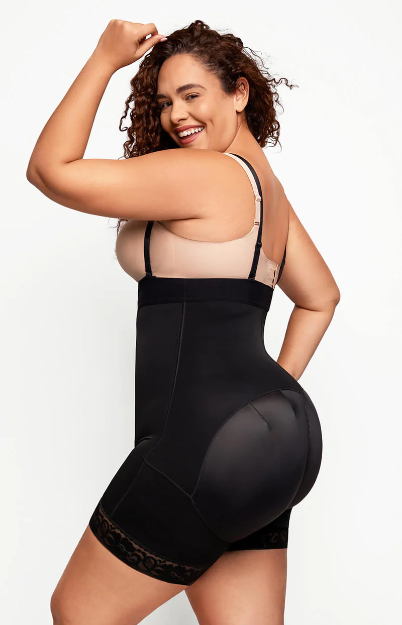 Skin Color Underbust Shapewear With Zipper Lace Trim Breathable